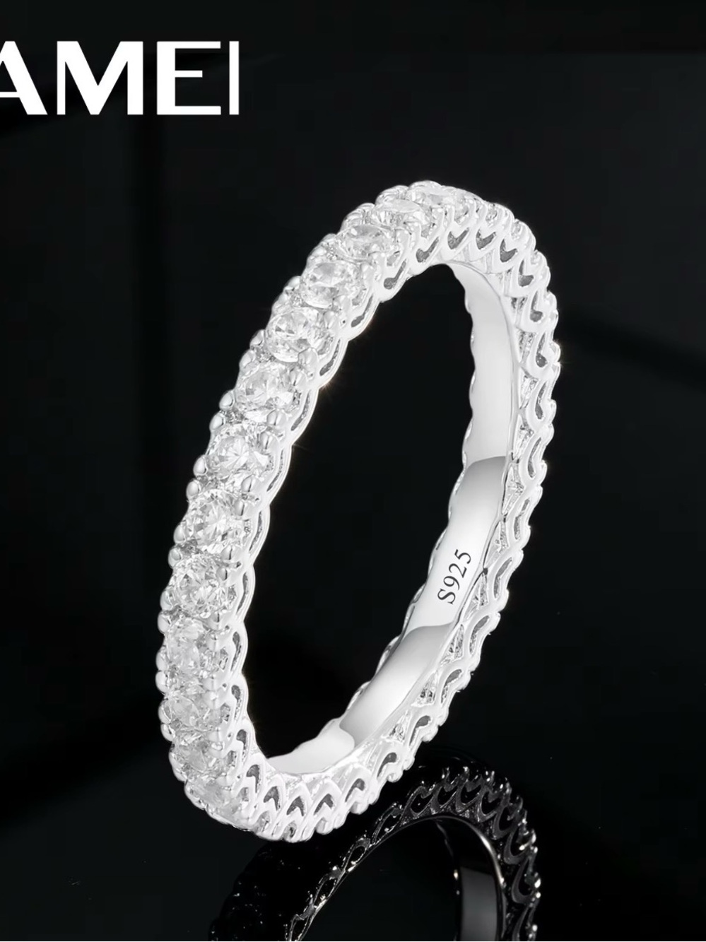 Sterling Silver or Gold Cubic Zirconia Eternity Band